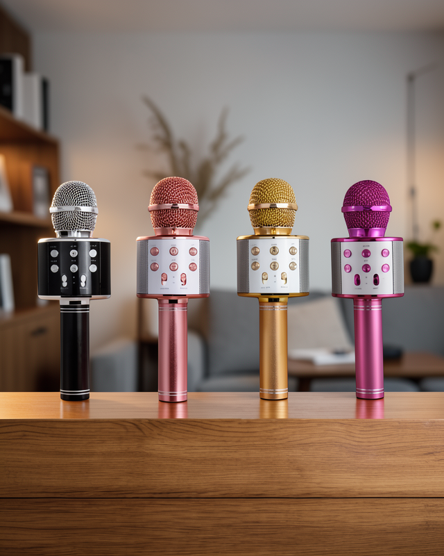Şarjlı ve Uzun Pil Ömürlü Karaoke Mikrofon USB Bellek Destekli, Profesyonel Ses