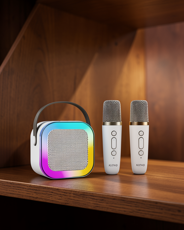 İki Mikrofonlu Renkli LED Işıklı Karaoke Cihazı