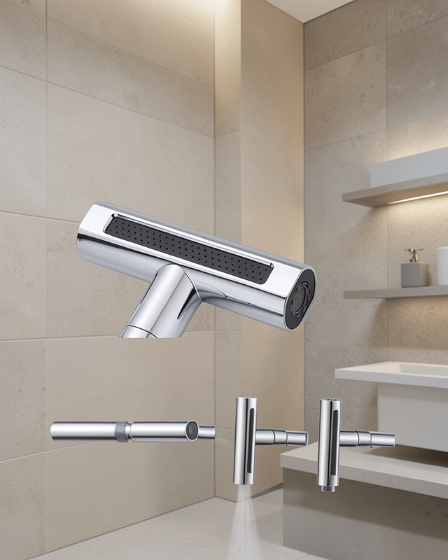 Çok Fonksiyonlu Musluk Başlığı | 4 Su Modu | Geniş Uyumlu Adaptör Seti | Mutfak ve Banyo Uyumlu