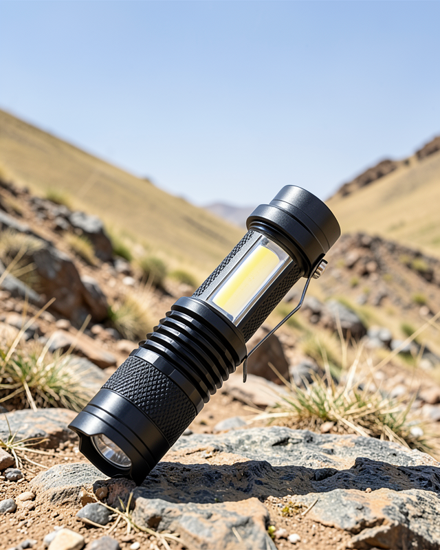 Şarjlı LED El Feneri - 14500 Pil Dahil, 4 Işık Modu, Mini Boy