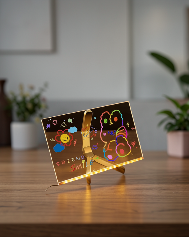 LED Aydınlatmalı Şeffaf Mesaj Tahtası – 30x20 cm, Neon Etkili Yazılar İçin Tasarlandı