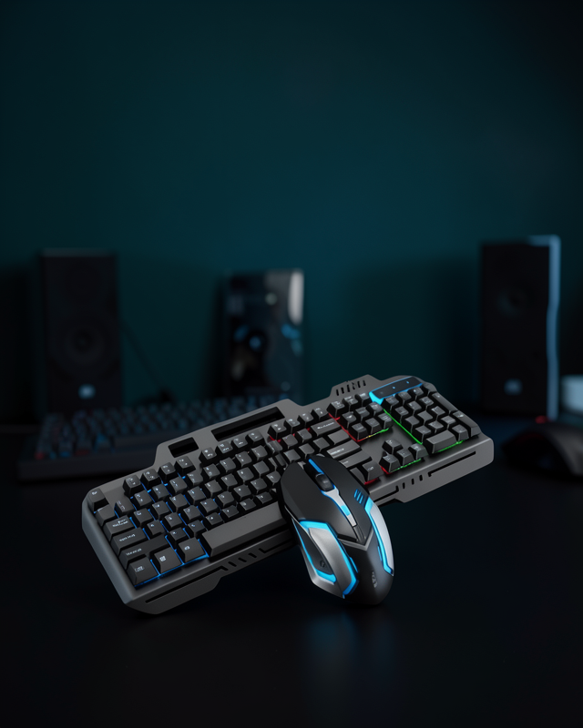 Mekanik Oyuncu Seti – LED Işıklandırma ve Ergonomik Mouse