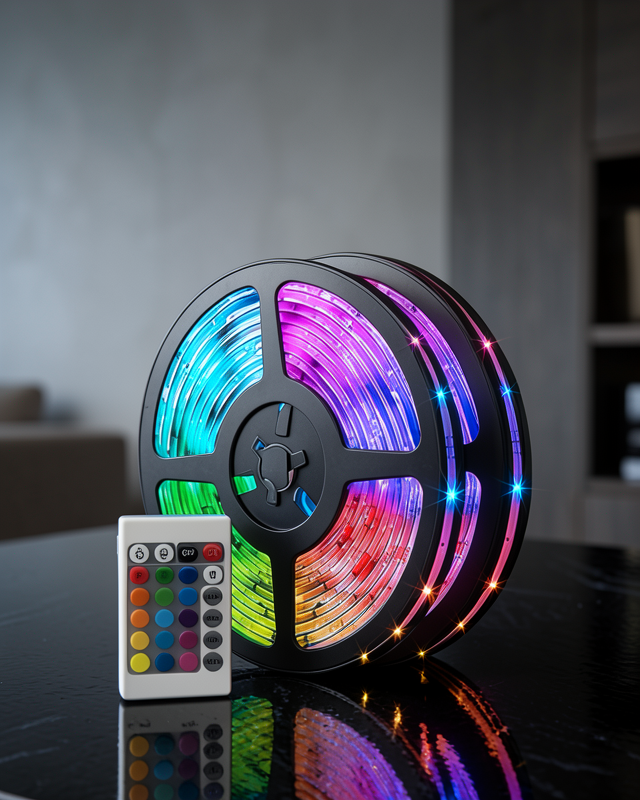 5 Metre Şerit Led RGB Işıklı Kumandalı Güç Adaptörü Her Ortama Uygun