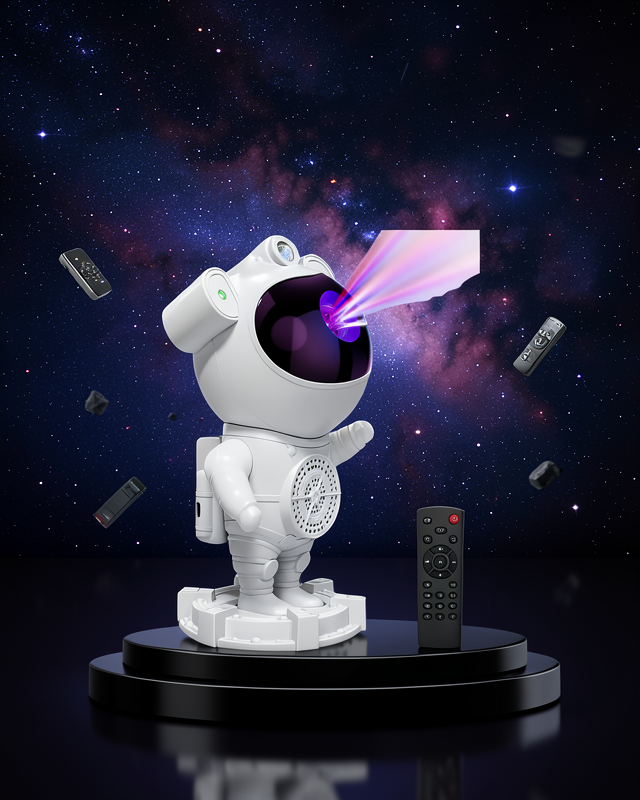 Bluetooth ve Dahili Ses Özellikli Astronot Projeksiyon Lambası