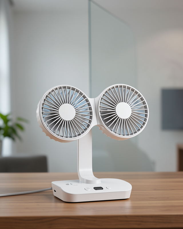 Çift Kafalı Masaüstü ve Duvar Tipi Sessiz USB Şarjlı Fan