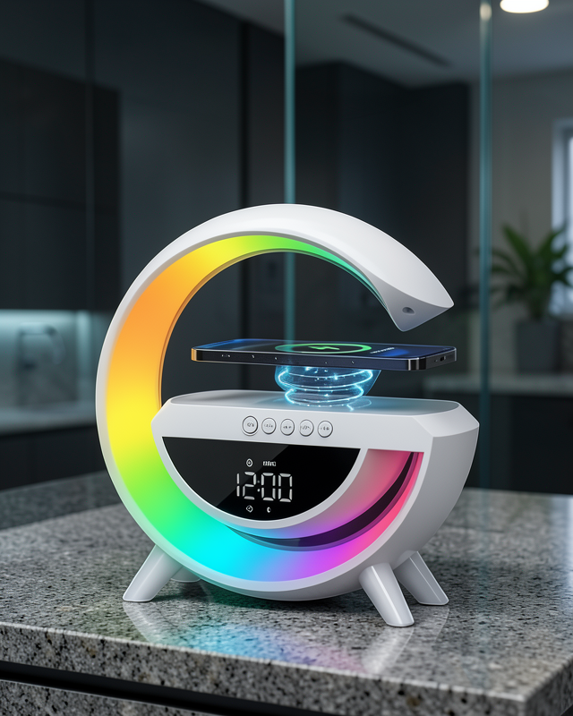Bluetooth Hoparlör Dijital Göstergeli Wireless Şarj RGB Işıklı