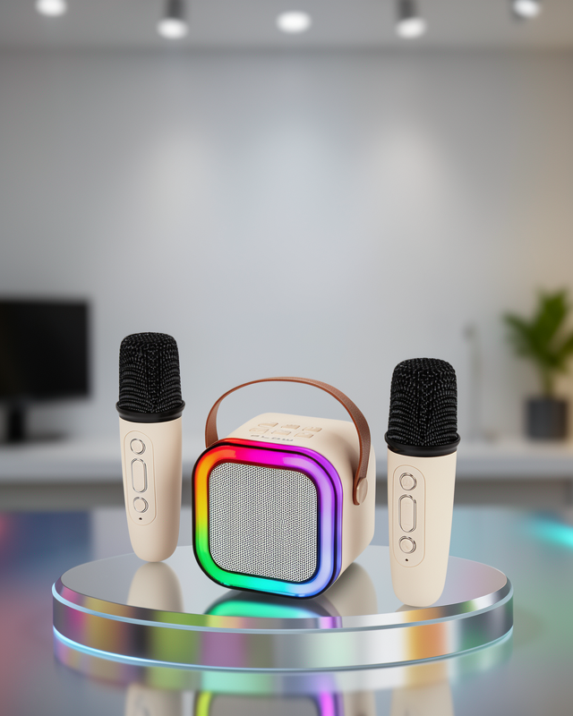 LED Işıklı Taşınabilir Karaoke Hoparlör – USB & AUX Girişli