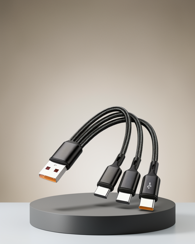 3’ü 1 Arada Hızlı Şarj Kablosu – iOS Android Type-C Uyumlu