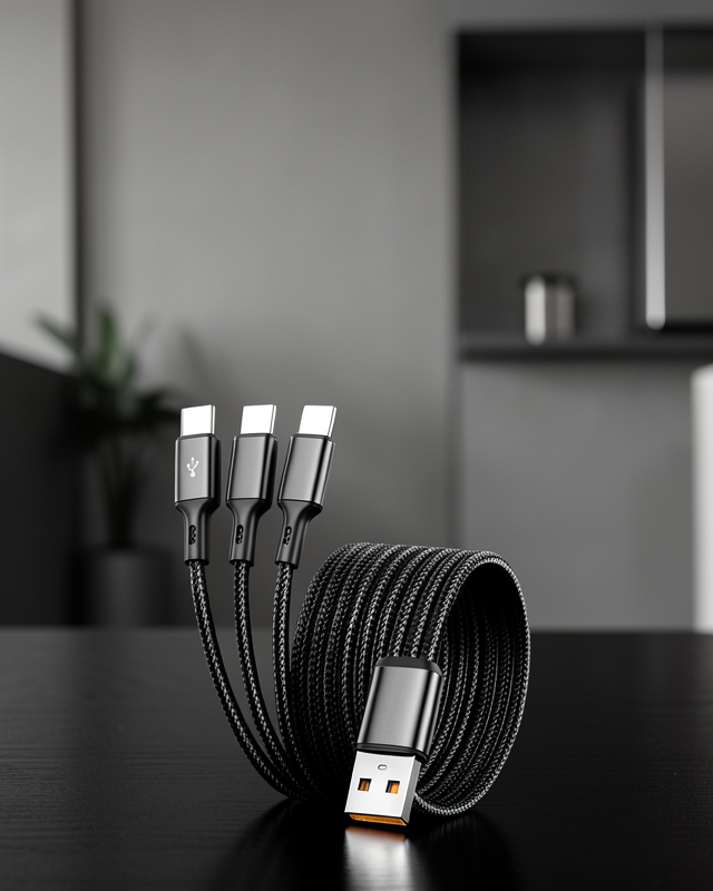 Evrensel 3 Başlıklı Şarj Kablosu – iPhone Huawei Samsung İçin