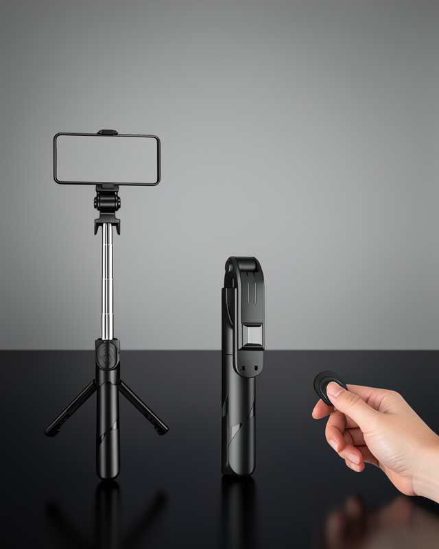 Tripod Kablosuz Bluetooth Bağlantılı Selfie Çubuğu 360 Derece Dönebilen
