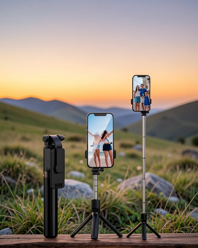 Selfie Çubuğu Tripod Kumandalı Telefon Tutucu Siyah