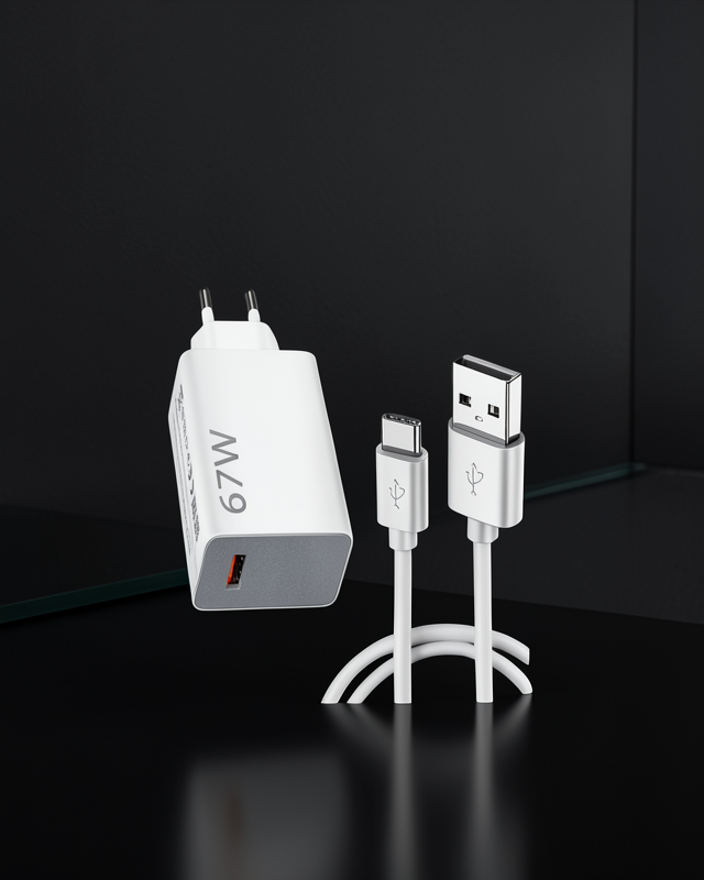 67W Süper Hızlı Şarj Adaptörü ve Kablo Seti – Güvenli, Kompakt ve Ergonomik Tasarım