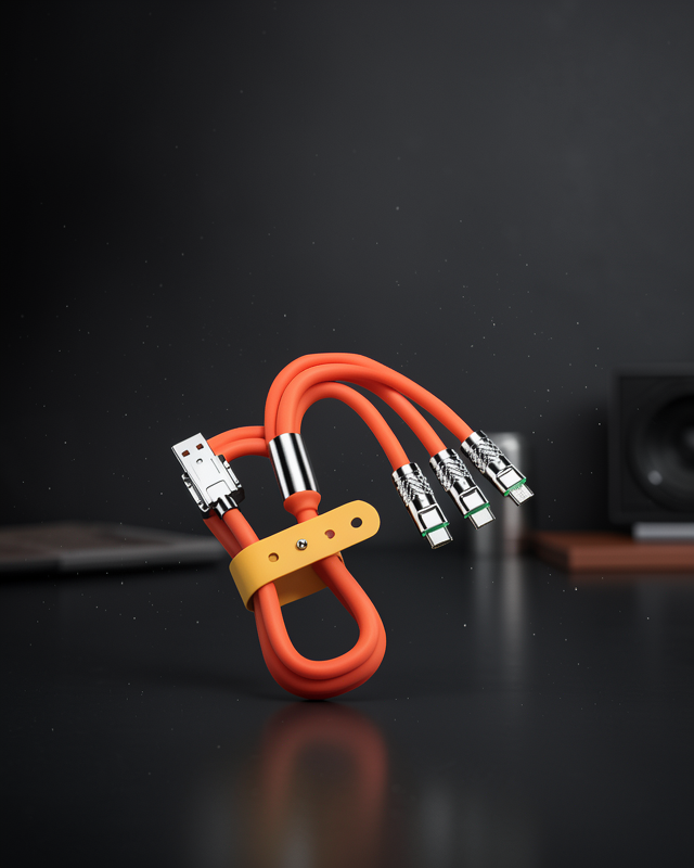 Çinko Alaşımlı Uçlu 120 W Şarj Kablosu – Dolaşmaya Dayanıklı 1,2 m USB Kablo