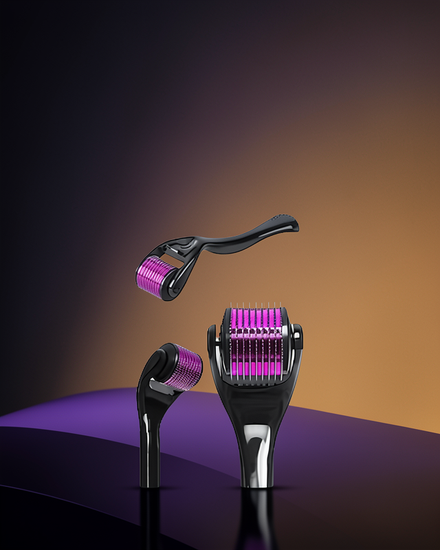 Evde Güvenli Kullanım İçin Titanyum Derma Roller – Siyah Saplı