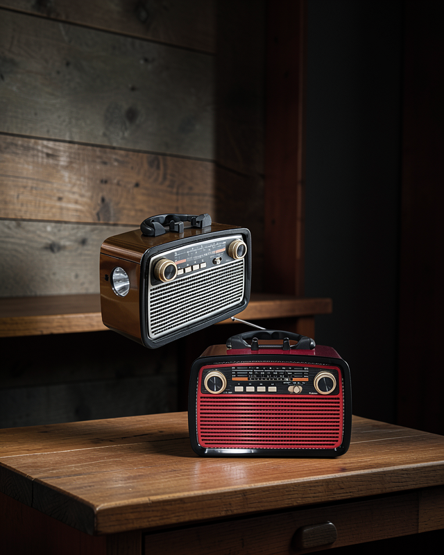 Nostaljik Radyo Görünümlü Bluetooth Hoparlör – FM/AM Yayın, Kablosuz Bağlantı, Şarj Edilebilir