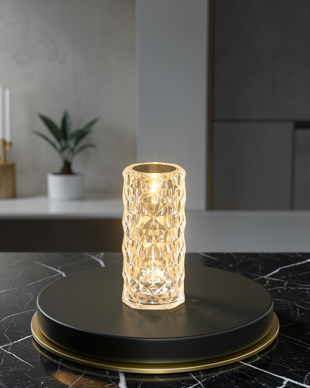 Kristal Tasarımlı RGB LED Gece Lambası – Kumandalı, Renk Değiştiren Dekoratif Işık