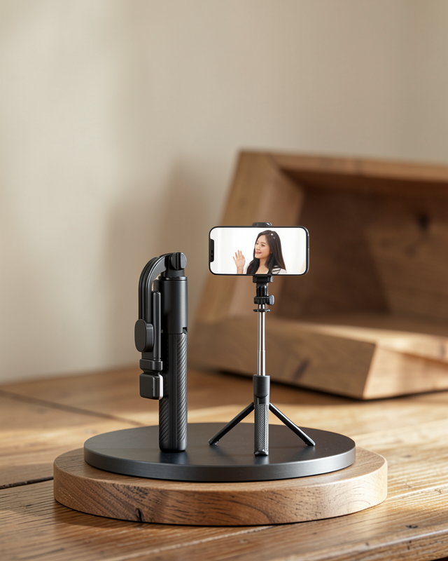 Kablosuz Bluetooth Selfie Çubuğu – 360° Dönebilir Başlık, Taşınabilir ve Şık Tasarım