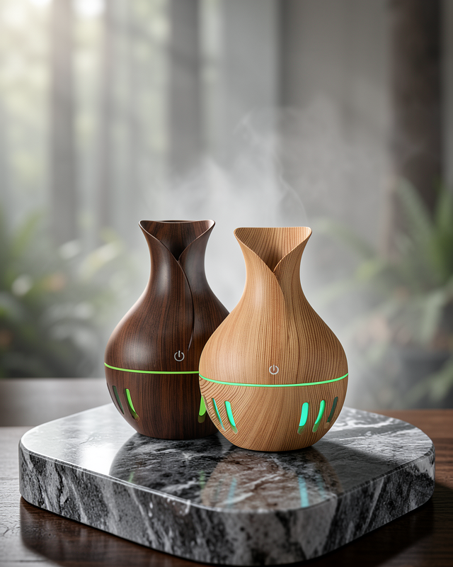 Ahşap Desenli 130 ml Aromaterapi Difüzör Sessiz ve USB Bağlantılı