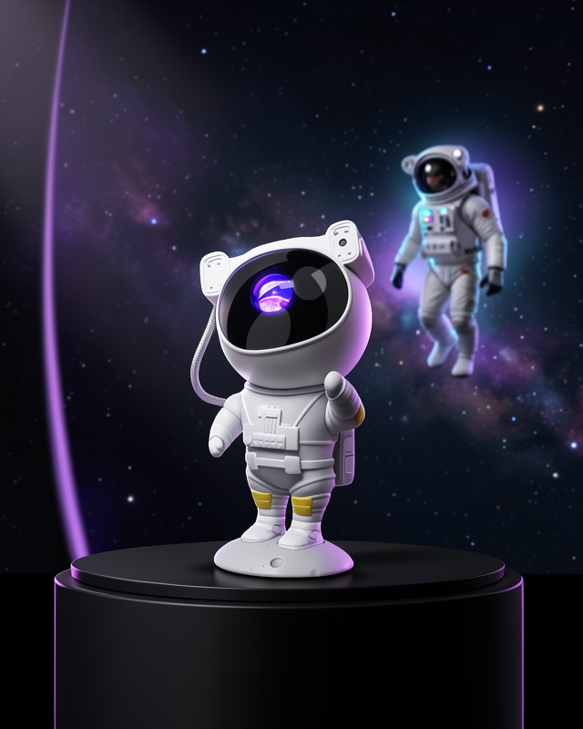 Bluetooth Müzikli Astronot Projeksiyon Lambası Yıldız ve Ay Efektli