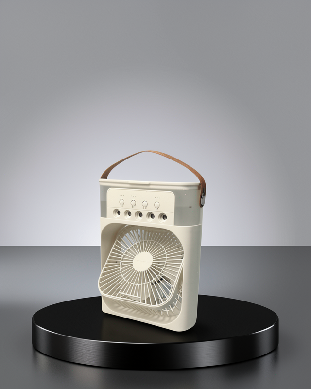 3’ü 1 Arada Mini Klima Fan USB Şarjlı, 7 Renk Gece Lambalı ve Nemlendirici