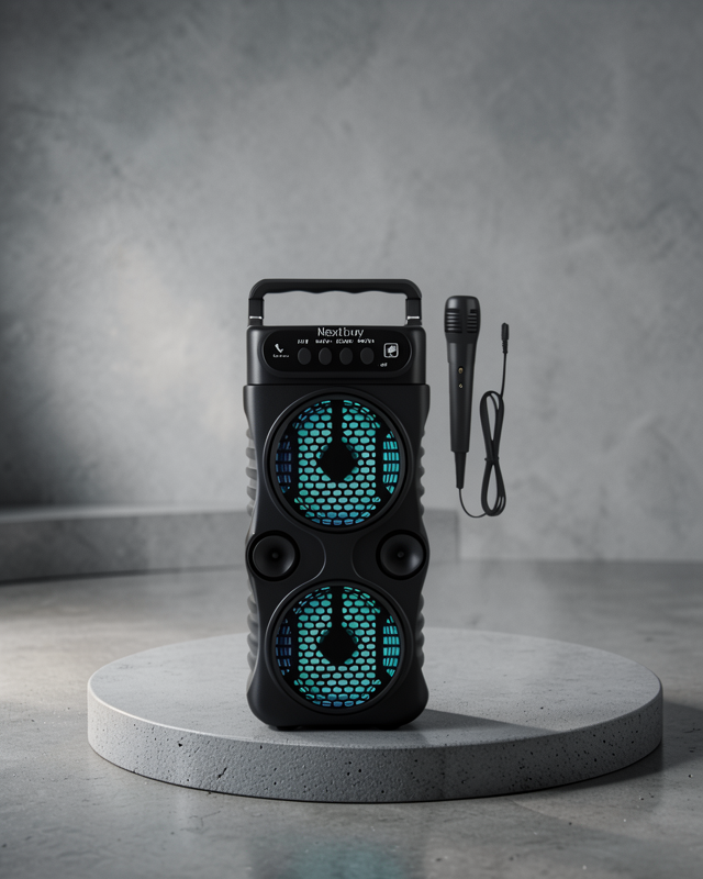 Bluetooth Bağlantılı LED Işıklı Taşınabilir Hoparlör – 1200 mAh Şarjlı, FM Radyolu