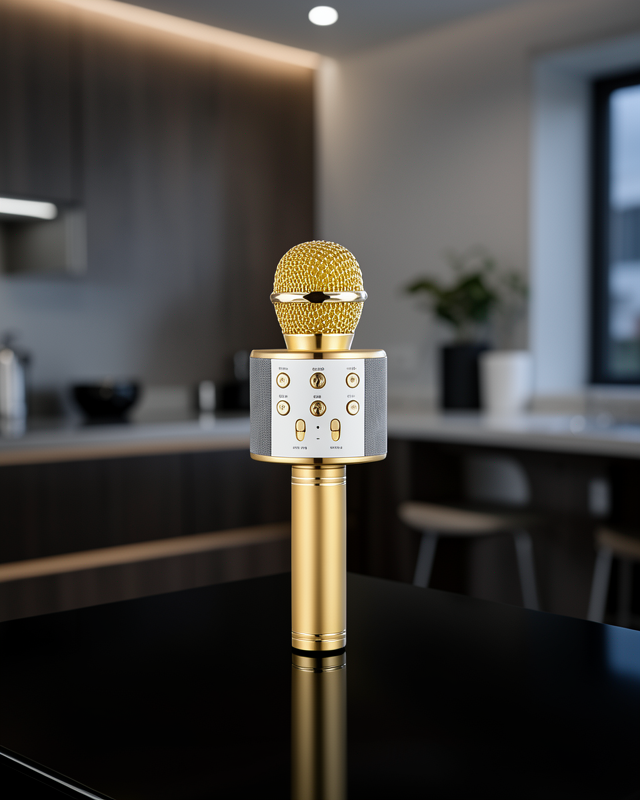 Karaoke Mikrofonu Bluetooth USB AUX Girişli Yankı Efektli