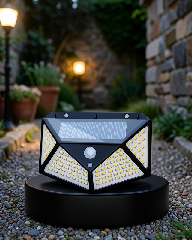 Solar Bahçe Lambası 100 LED Hareket Sensörlü Güneş Enerjili Aydınlatma
