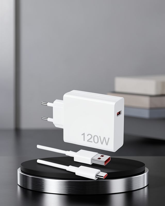 120W Hızlı Şarj Başlığı Ultra Güçlü Type-C Adaptör Kablo Dahil