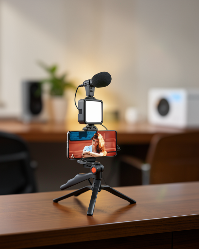 Video Çekim Kiti Tripod LED Işık Harici Mikrofon ve Bluetooth Kumanda Seti