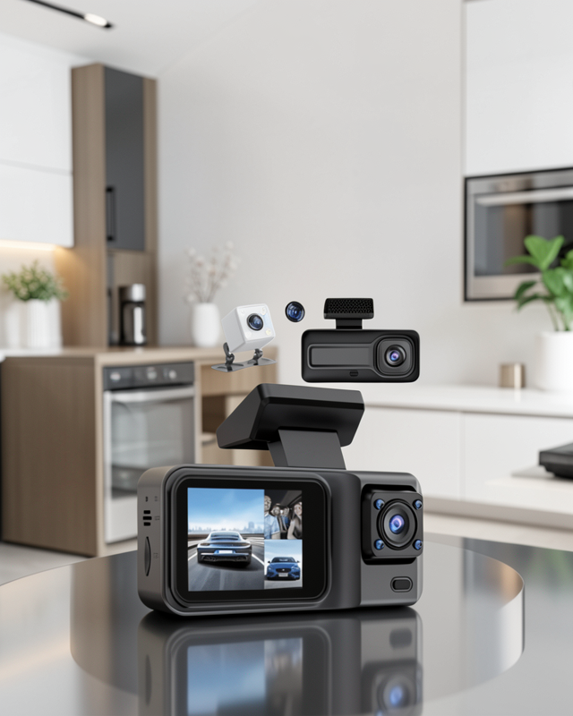 Ön Arka ve İç Kamera DashCam 360° Kapsamlı Full HD Araç Güvenlik Sistemi
