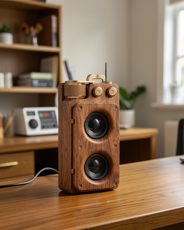 Retro Bluetooth Hoparlör Ahşap Görünümlü 5W Çift Stereo Ses