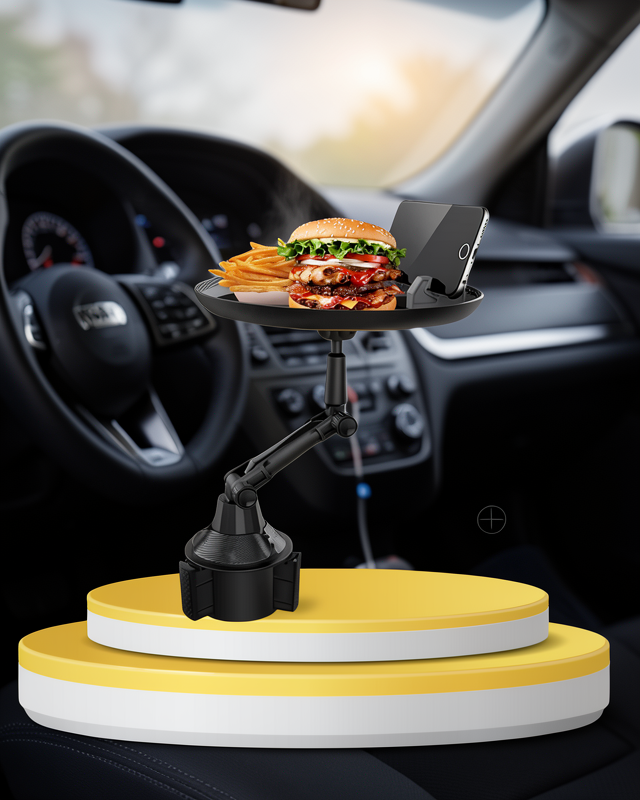 Araç Bardaklık Tepsisi 360° Dönebilen Kol Ayarlı Geniş Yemek Alanlı