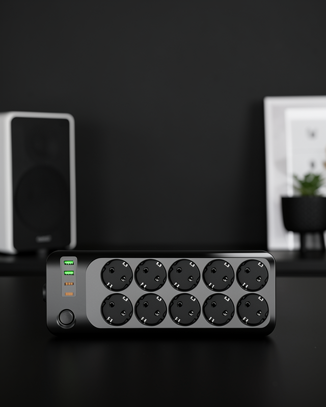 USB Type-C Destekli 10’lu Grup Priz Termal Korumalı 2m Kablo 2500W