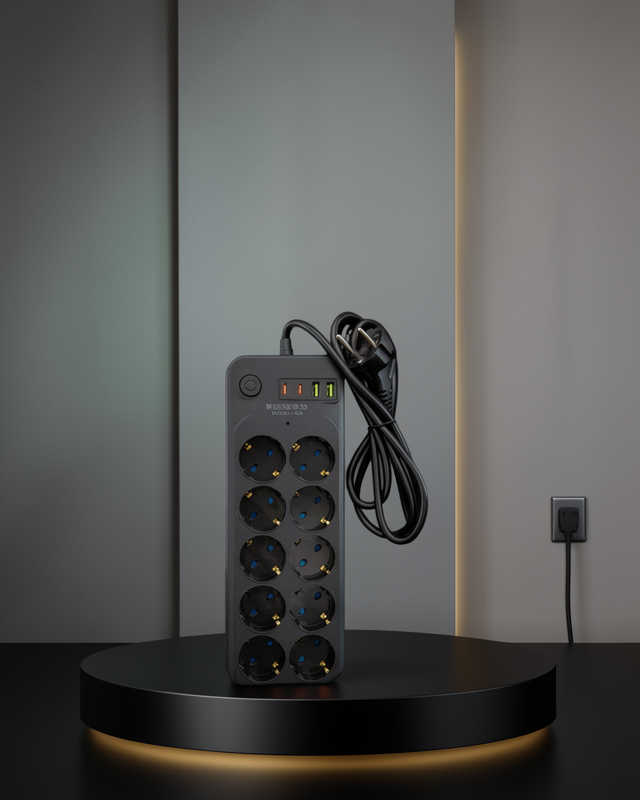 Termal Koruma Sistemli USB Type-C 10’lu Grup Priz 2m 2500W Güç Kapasiteli