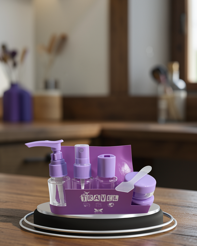 Seyahat Boy Banyo Seti 5’li Mini Şişe ve Krem Kutusu Çantalı