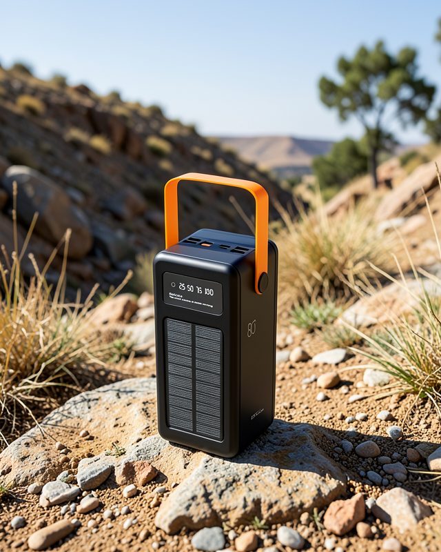 80000 mAh Güneş Enerjili Powerbank 4 Kablolu Type C Lightning Micro USB