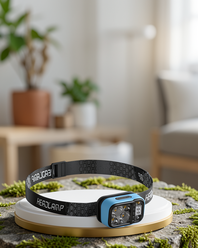 Üç Renkli LED Kafa Feneri 53 Mod Güç Göstergeli Type C Şarjlı