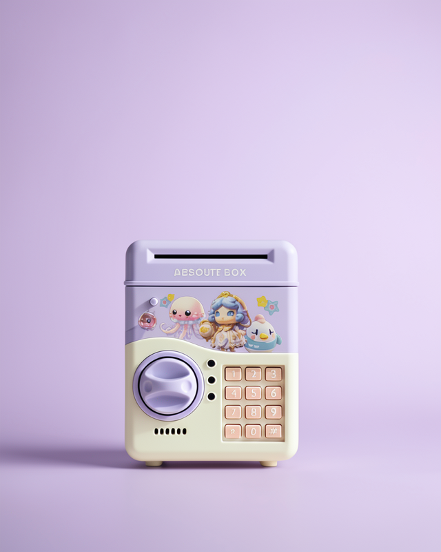 Işıklı Sesli Şifreli Otomatik Para Çeken Kumbara Mor