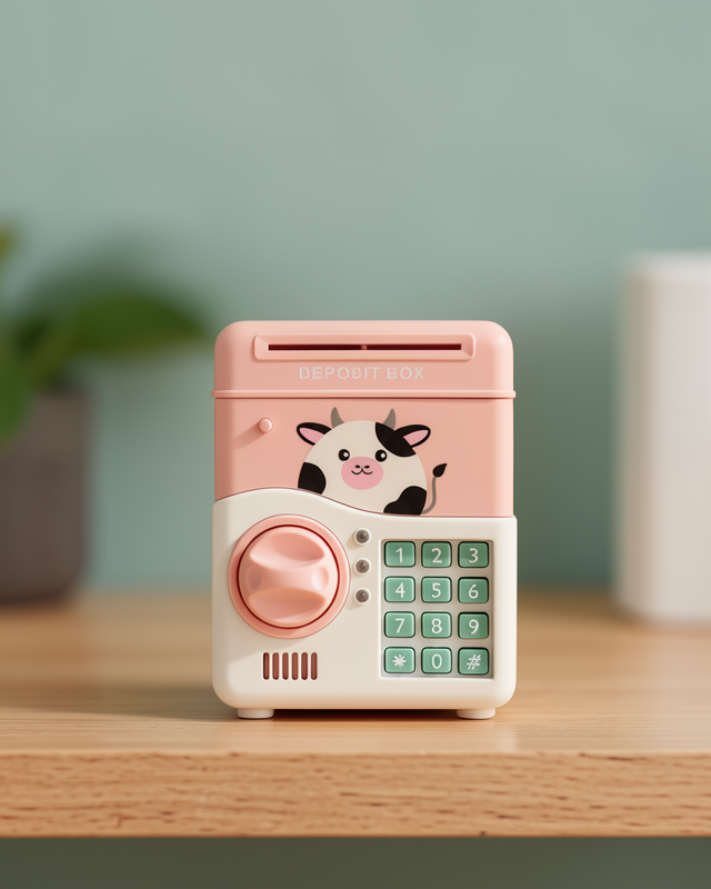 Pembe ATM Kasa Görünümlü Elektronik Şifreli Çocuk Kumbarası