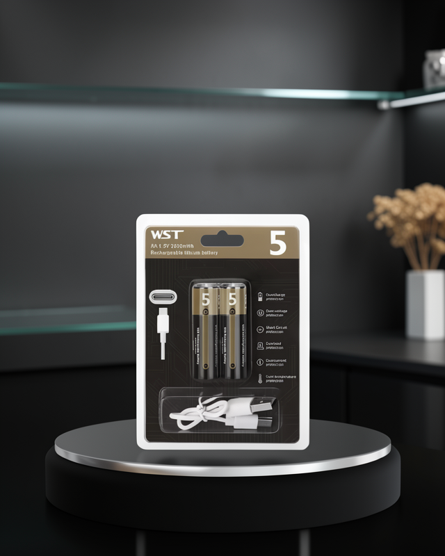 Type-C USB ile Hızlı Şarj Edilebilir AA Kalem Pil | 1.5V Lityum | Çiftli Paket