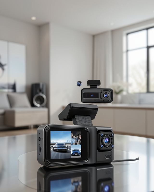 Ön Arka ve İç Kamera DashCam 360° Kapsamlı Full HD Araç Güvenlik Sistemi
