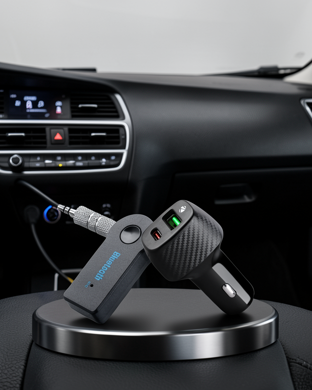 AUX Bluetooth Adaptör ve 38W Hızlı Araç Şarj Cihazı Seti