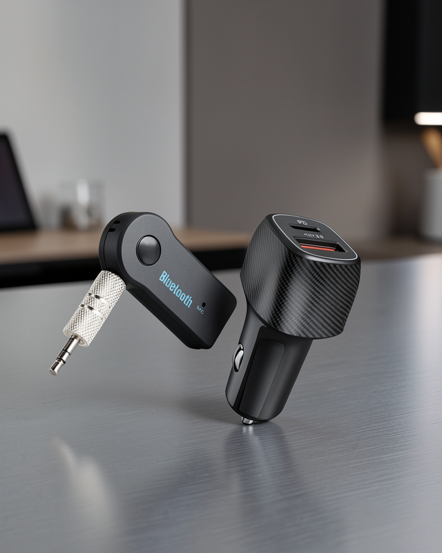 Araç İçi Bluetooth Müzik Kiti + Type-C PD Araç Şarjı Seti