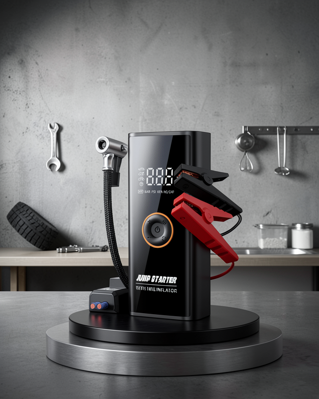 Çok Fonksiyonlu Araç Yol Yardım Kiti Jump Starter ve Lastik Pompası