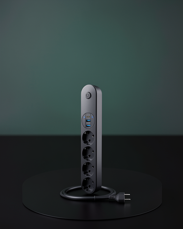 4 Priz 2 USB 1 Type-C Akım Korumalı Çoklu Priz Led Anahtarlı