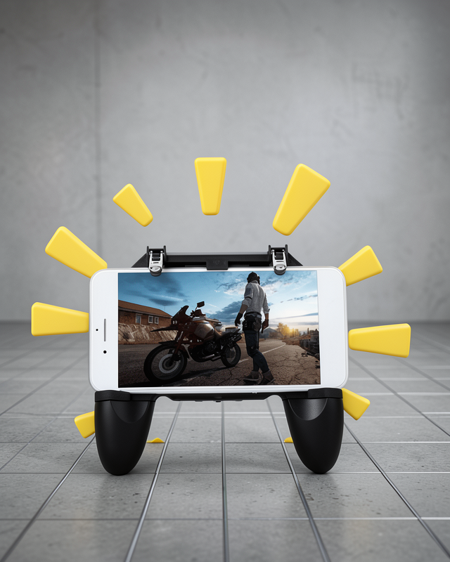 Joystick ve Parmak Tetikleyicili Mobil Oyun Gamepad Tutucu