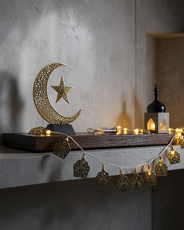 Pilli Ramazan ve Bayram LED Işık Zinciri Cami Temalı Dekoratif