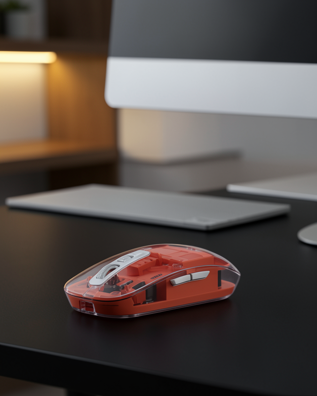 Sessiz Tıklamalı Şeffaf Mouse Bluetooth ve USB Uyumlu