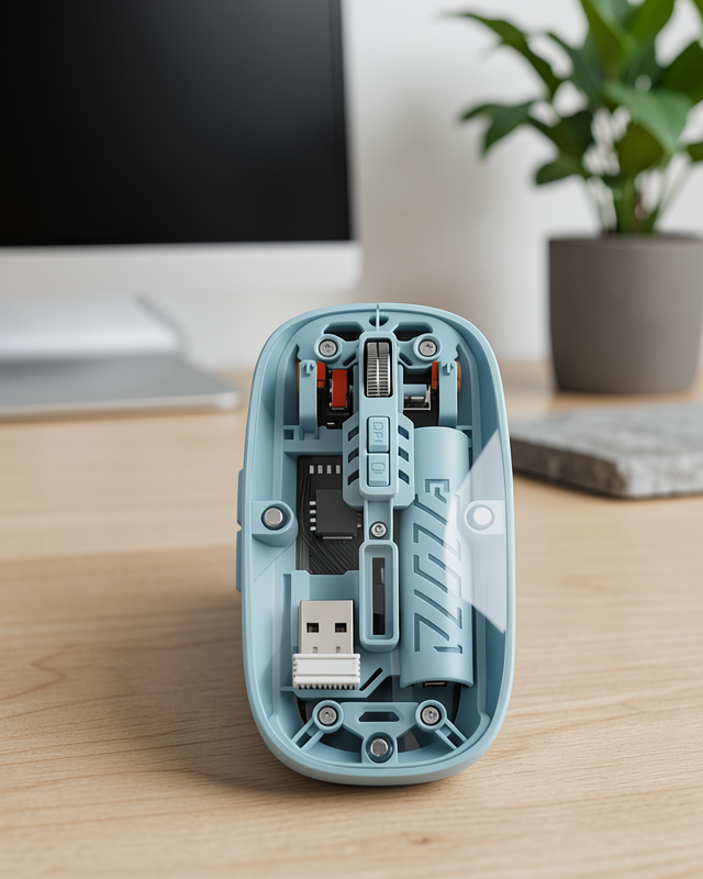Bluetooth 5.2 ve 2.4G USB Kablosuz Mouse Pilli Mavi Tasarım