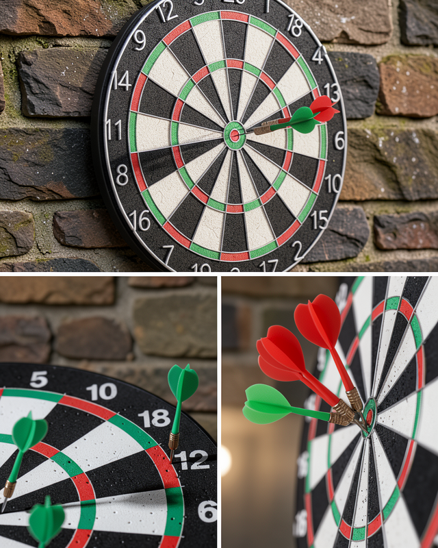 Kaliteli Ahşap Dart Tahtası 12 İnç 4 Adet Metal İğne Uçlu Ok
